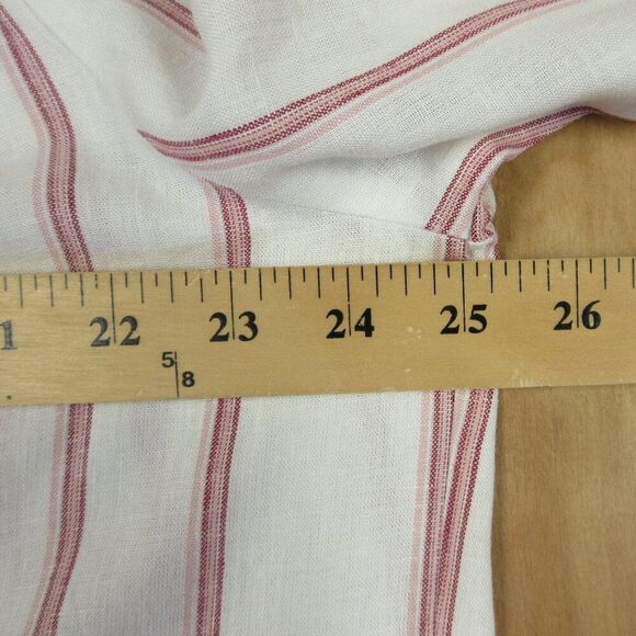 SPLENDID Ladies Linen Blend Shirt Blouse Sz L Yoked Red Wht Strip V Neck Top NWT - Picture 12 of 13
